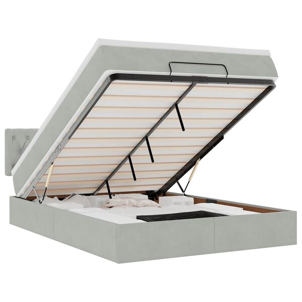 vidaXL Cadre de lit ottoman et matelas gris clair 140x190 velours