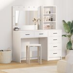 vidaXL Ensemble de Coiffeuse 2 Pièces avec Lumières LED en Bois Blanc