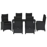 vidaXL Ensemble de salle à manger de jardin de 7 pièces avec coussins en rattan poly noir