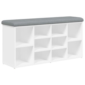 vidaXL Banc à chaussures Blanc 102x32x50 cm Bois d'ingénierie