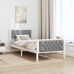 vidaXL Cadre de lit avec tête de lit Gris clair 90 x 200 cm Pin massif