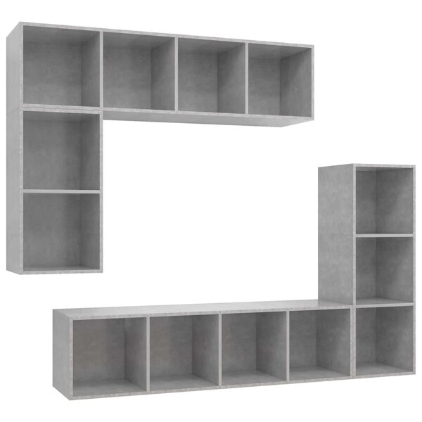 vidaXL Ensemble de meubles TV 4 Pièces Gris béton Bois d'ingénierie