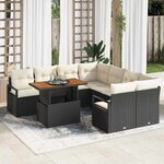 vidaXL Ensemble de salle à manger pour jardin 9 Pièces Noir et Crème
