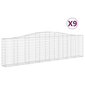 vidaXL Paniers à gabions arqués 9 Pièces 400x30x100/120 cm Fer galvanisé