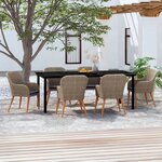 vidaXL Ensemble à manger de jardin et coussins 7 Pièces Marron
