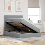 vidaXL Lit de rangement LED avec matelas Gris clair 140 x 200 cm Tissu