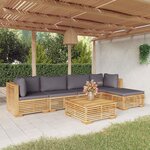 vidaXL Salon de jardin 6 Pièces avec coussins Bois de teck solide