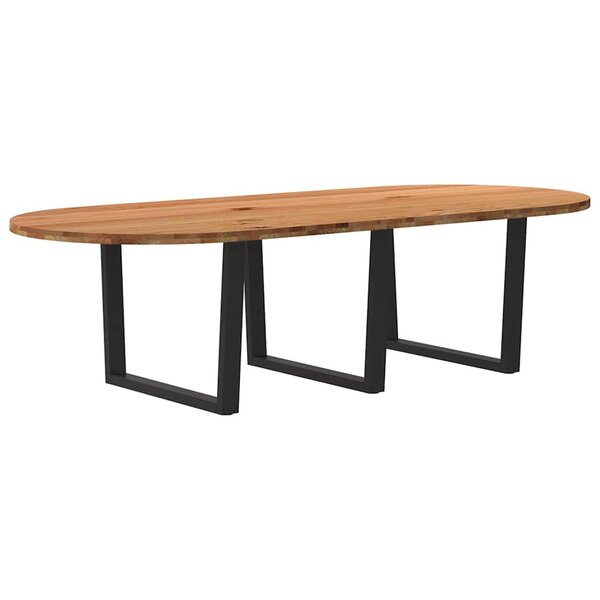 vidaXL Table à manger marron clair bois de chêne massif ovale
