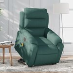 vidaXL Fauteuil inclinable de massage électrique Vert foncé Tissu