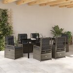 vidaXL Ensemble de salle à manger de jardin 7 pièces gris en rattan poly
