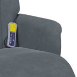 vidaXL Fauteuil inclinable de massage repose-pied gris foncé velours