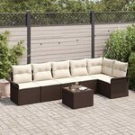 vidaXL Ensemble de canapé de jardin 7 Pièces Marron Poly rotin