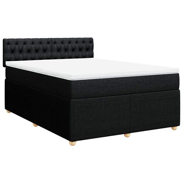 vidaXL Sommier à lattes de lit avec matelas Noir 140x190 cm Tissu