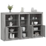 vidaXL Buffet avec lumières LED sonoma gris 162x37x100 cm
