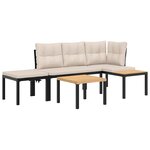 vidaXL Ensemble de banc de jardin avec coussins 4 Pièces noir