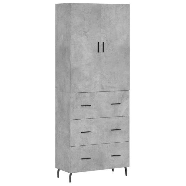 vidaXL Buffet haut Gris béton 69 5x34x180 cm Bois d'ingénierie
