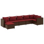 vidaXL Salon de jardin avec coussins 7 Pièces marron résine tressée