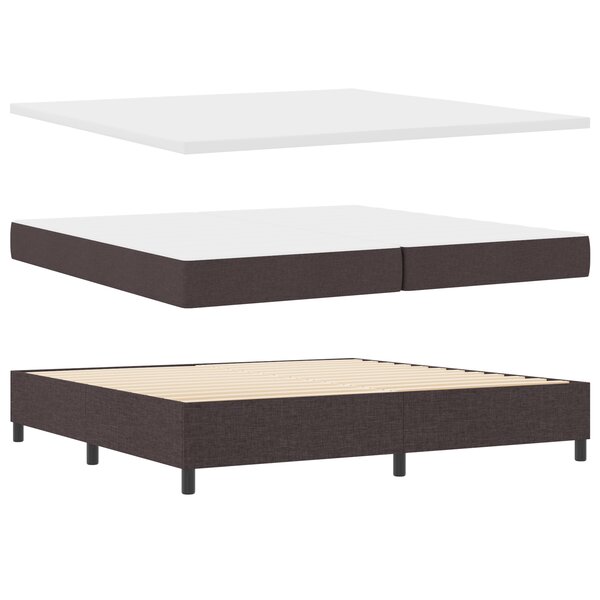 vidaXL Lit avec sommier et banc marron foncé 200x200 cm Tissu