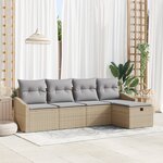 vidaXL Ensemble de Canapé de Jardin de 5 Pièces Avec Coussins Beige en Rattan Poly