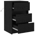 vidaXL Table de chevet avec lumières LED Chêne noir Bois d'ingénierie