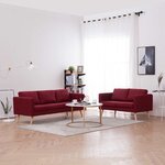 vidaXL Ensemble de canapé 2 Pièces Tissu Rouge bordeaux