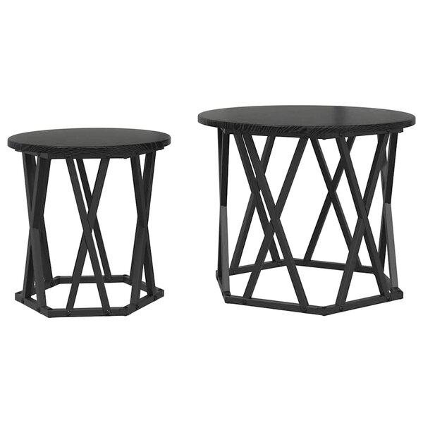 vidaXL Table d'appoint 2 Pièces Chêne noir Bois d'ingénierie et acier