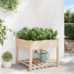 Jardinière vidaXL avec étagère 90x90x76 cm en bois massif de sapin