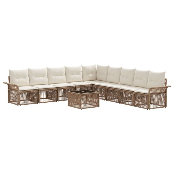 vidaXL Ensemble de canapé de jardin 10 Pièces Beige polyrotin