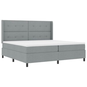 vidaXL Lit à ressorts avec matelas et lumière LED gris clair 200 x 200 cm en tissu