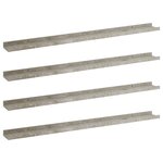 vidaXL Étagères murales 4 Pièces Gris béton 100x9x3 cm