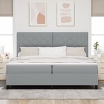 vidaXL Lit ressorts avec matelas et lumière LED  gris clair  200 x 200 cm  tissu