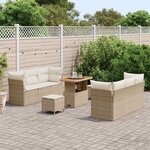 vidaXL Ensemble de canapé de jardin 9 Pièces Beige et crème polyrotin