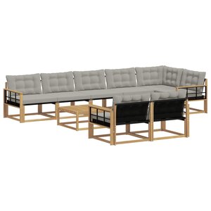 vidaXL Ensemble de canapés d'extérieur 9 pc Blanc et gris clair