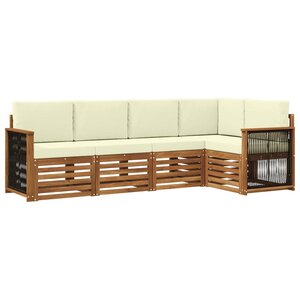 vidaXL Ensemble de canapés d'extérieur 4 pc Naturel et Crème