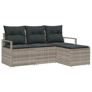 vidaXL Ensemble de canapé de jardin avec coussin 4 Pièces Gris clair