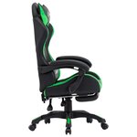 Chaise fauteuil siège pivotante de bureau informatique étude de jeux vidéo avec repose-pied et similicuir vert 02_0024221