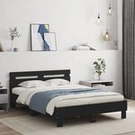 vidaXL Cadre de lit avec tête de lit et LED noir 135x190 cm