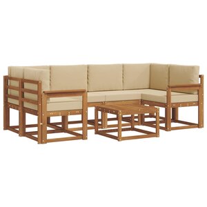 vidaXL Ensemble de canapés d'extérieur 7 pc Naturel et Beige
