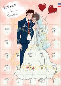 Calendrier de l'après mariage 25 jours