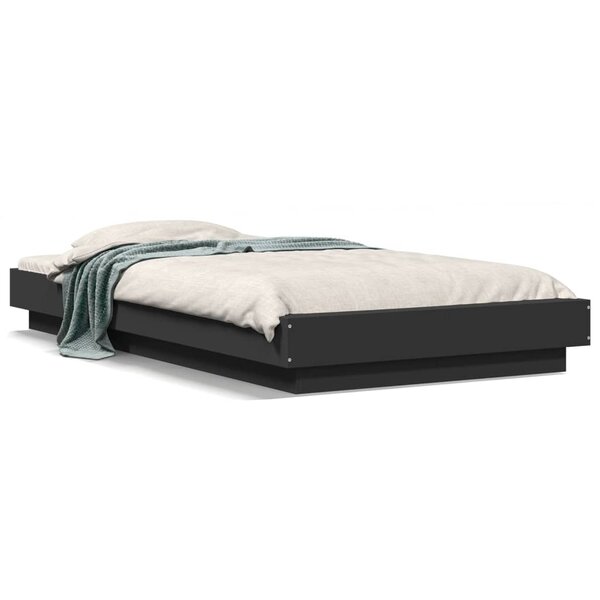vidaXL Cadre de lit avec lumières LED sans matelas noir 90x190 cm