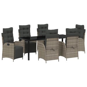 vidaXL Ensemble de salle à manger pour jardin 7 Pièces Gris polyrotin