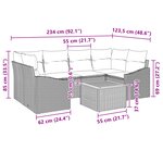 vidaXL Ensemble de Canapé de Jardin 7 Pièces avec Coussins Noir Poly Rattan Acacia