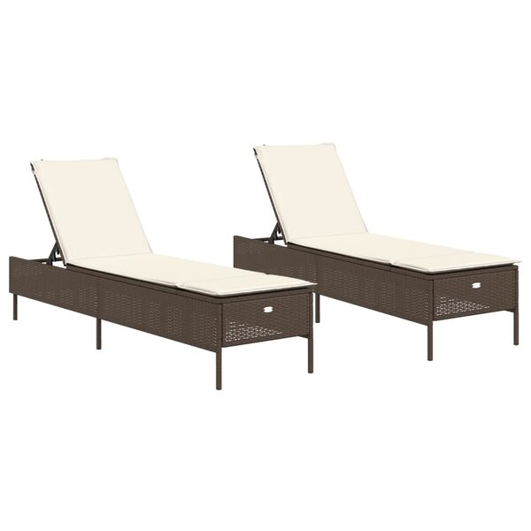vidaXL Chaises longues avec coussins lot de 2 marron résine tressée