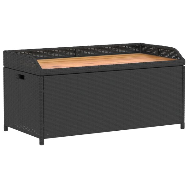 vidaXL Banc de rangement noir résine tressée et bois d'acacia
