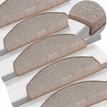vidaXL Tapis d'escalier 20 pièces 65 x 24 x 4 cm Marron clair Demi-rond Grand