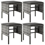 vidaXL Repose-pieds de jardin et coussins lot de 4 Gris Résine tressée
