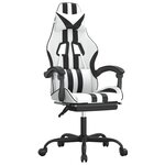 vidaXL Chaise de jeu pivotante et repose-pied Blanc et noir Similicuir