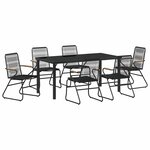 vidaXL Ensemble de salle à manger pour jardin 7 Pièces Noir