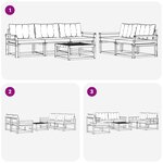 vidaXL Ensemble de canapés d'extérieur 6 Pièces Blanc et noir