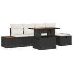vidaXL Ensemble de canapé de jardin de 6 pièces avec coussins Noir Poly Rotin